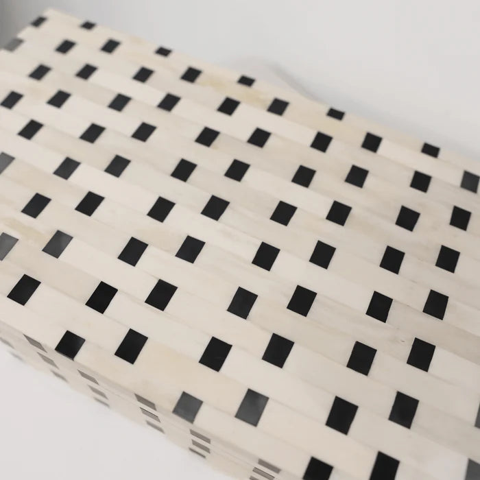 Bone Inlay Box in Black & White Checker