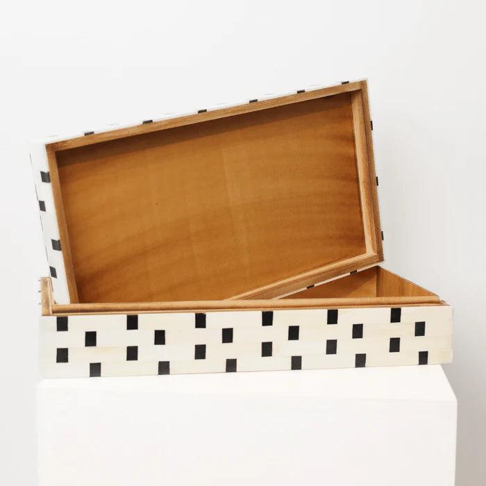 Bone Inlay Box in Black & White Checker