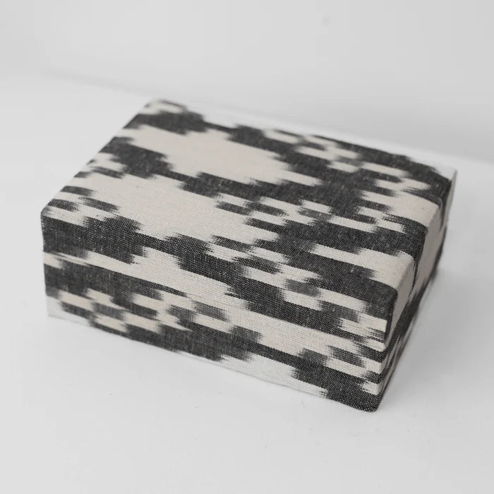 Ikat Fabric Box - Set of 3 - in  Charcoal Arrow