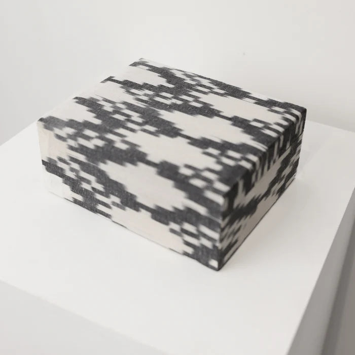 Ikat Fabric Box - Set of 3 - in  Charcoal Arrow