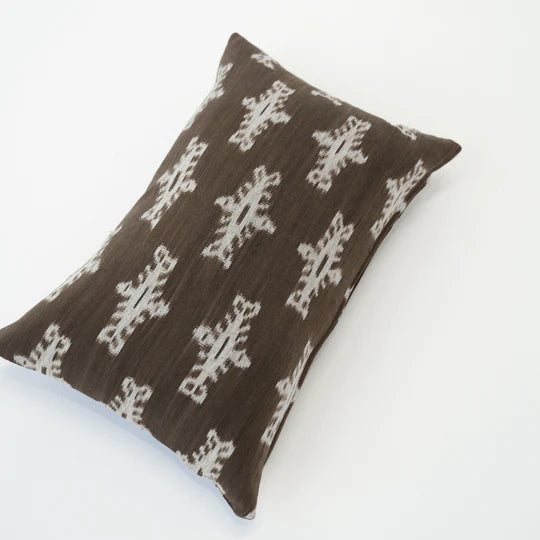 Kilim Ikat Medium Lumbar Cushion in Chocolate