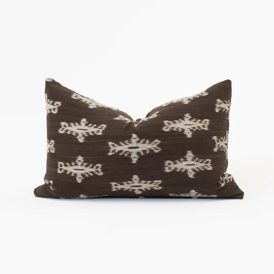 Kilim Ikat Medium Lumbar Cushion in Chocolate