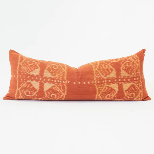 Kilim Ikat Morinda Long Cushion in Coral