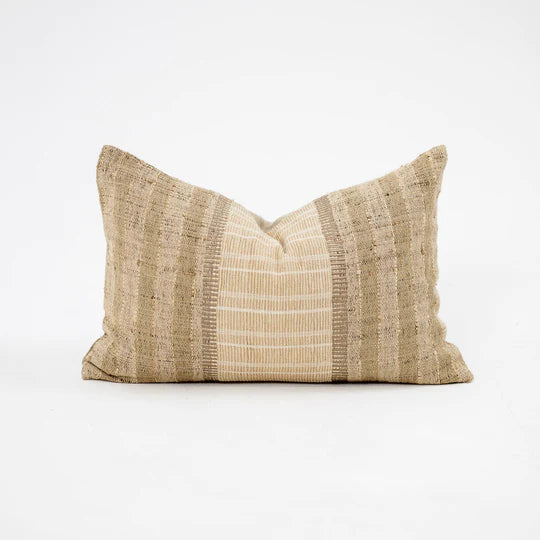 Global Weave Phulkari Lumbar Cushion in Ivory