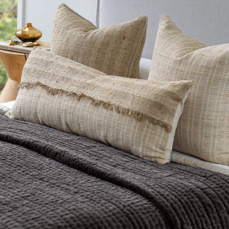 Global Weave Fringe Long Cushion in Natural