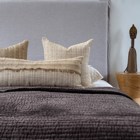 Global Weave Fringe Long Cushion in Natural