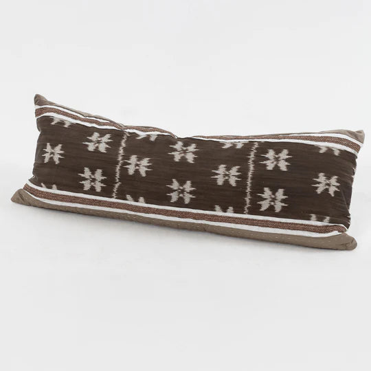 Kilim & Raffia Long Cushion in Chocolate