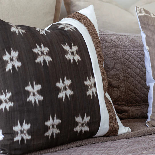 Kilim & Raffia Cushion in Chocolate