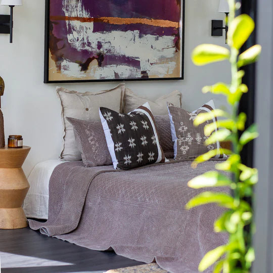 Kilim & Raffia Cushion in Chocolate