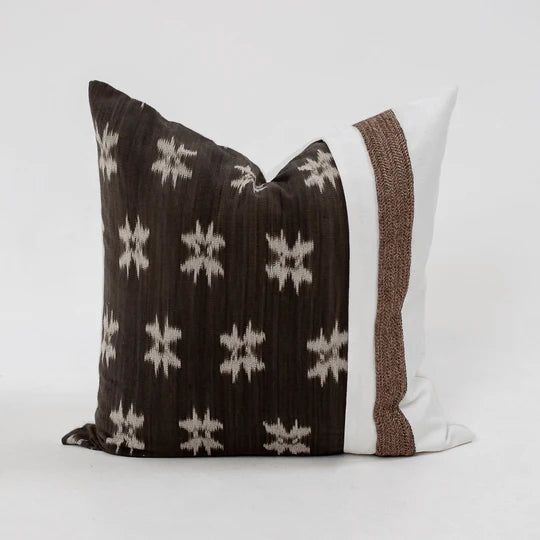 Kilim & Raffia Cushion in Chocolate