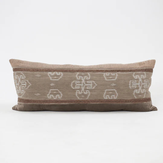 Kilim & Raffia Long Cushion in Mocha