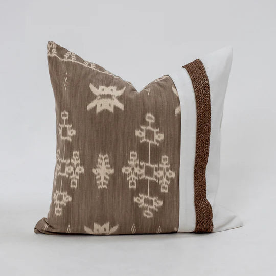 Kilim & Raffia Cushion in Mocha
