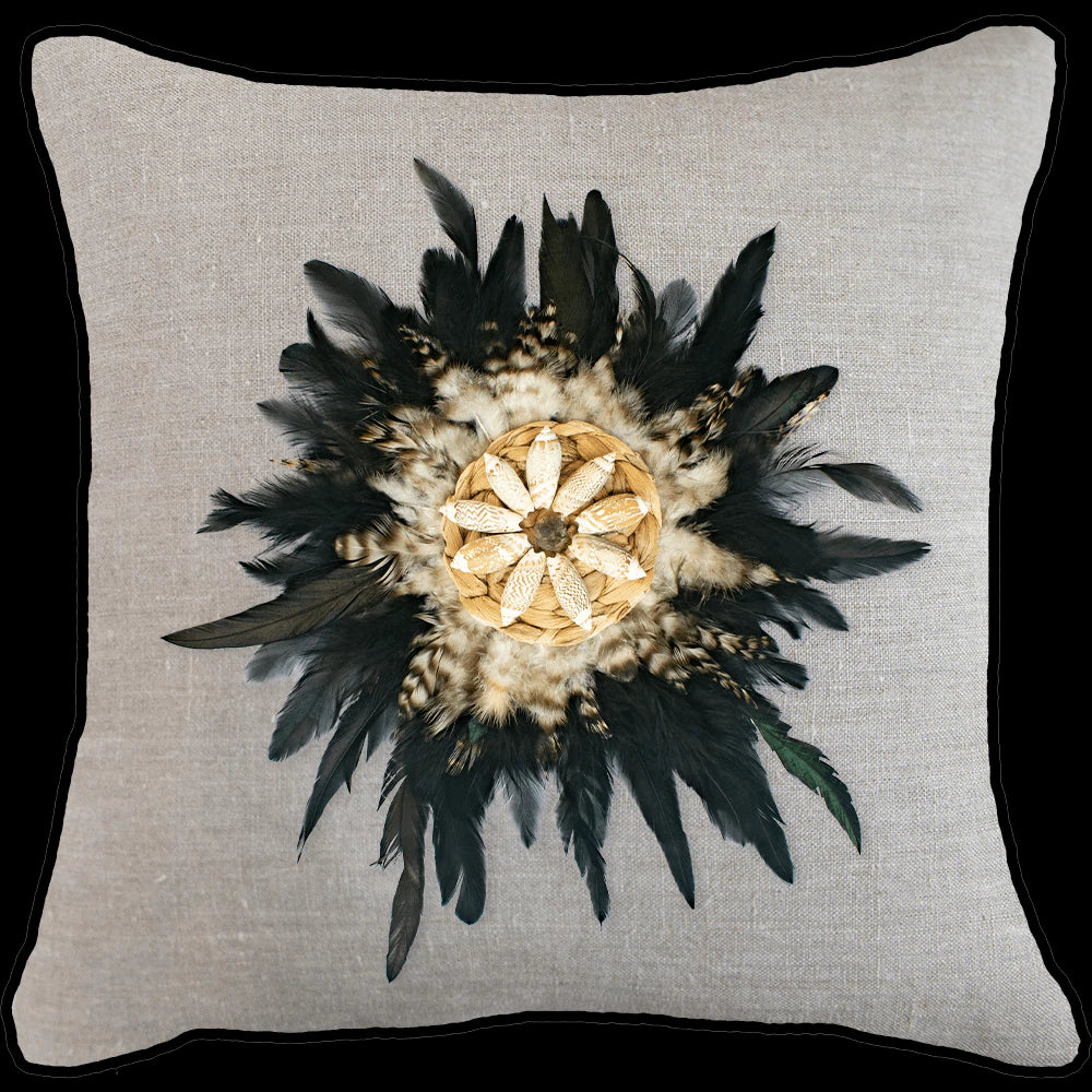 Feather Shell Juju Lounge Cushion in Black