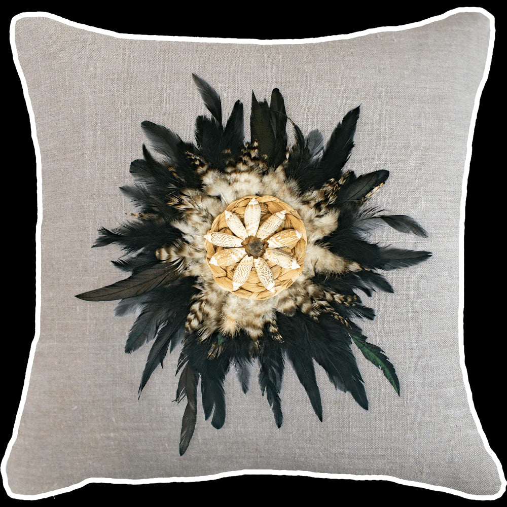 Feather Shell Juju Lounge Cushion in Black
