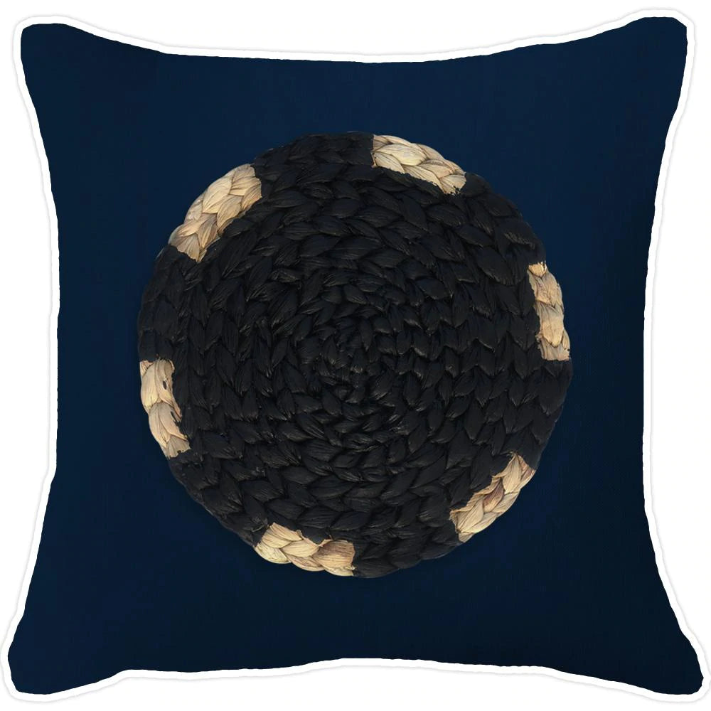 Africana Place Mat Raffia Cushion in Black