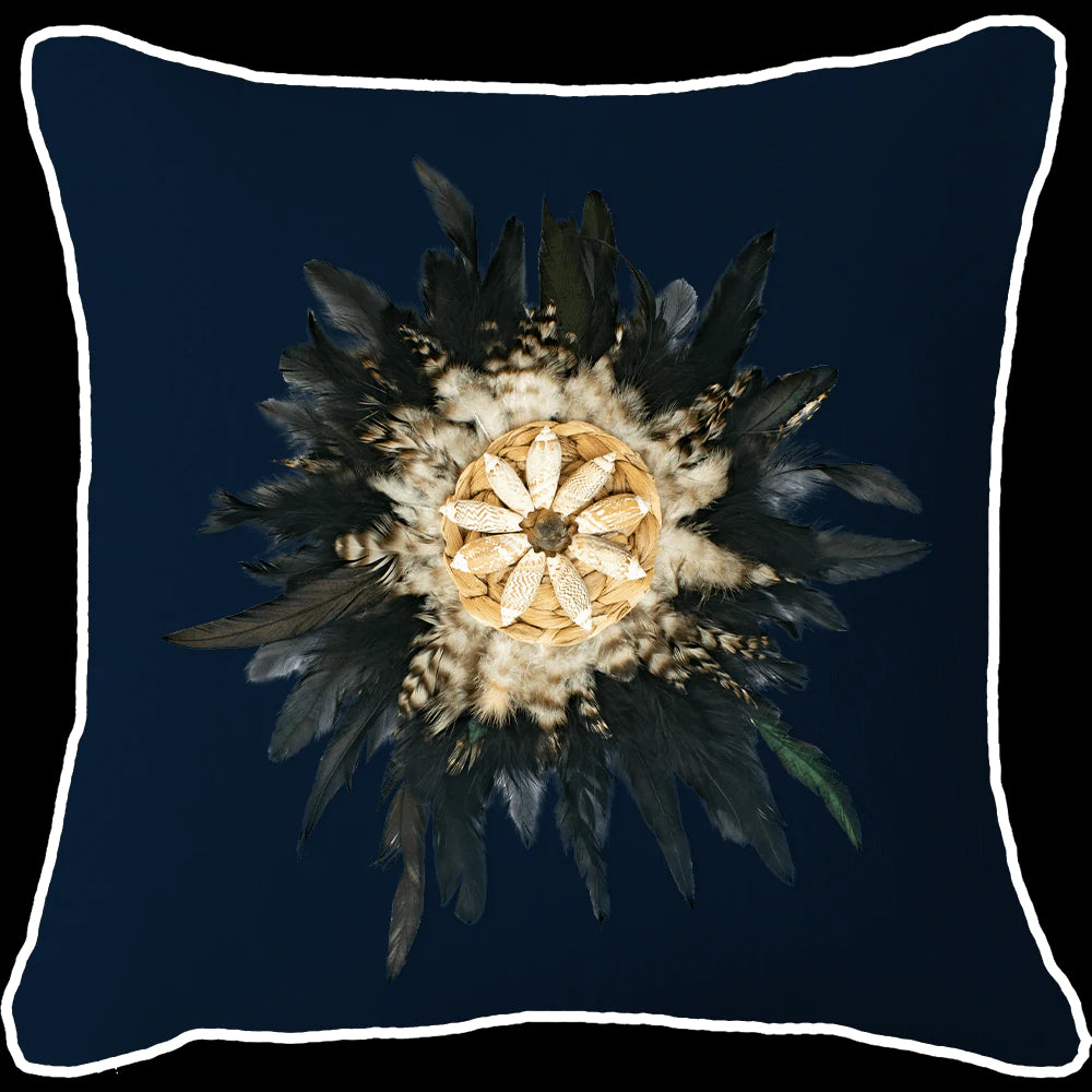 Feather Shell Juju Lounge Cushion in Black