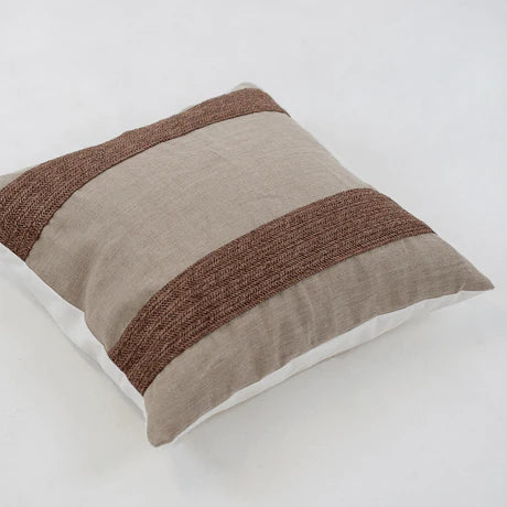 Raffia Squares Cushion in Coffee