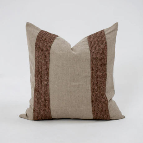 Raffia Squares Cushion in Coffee