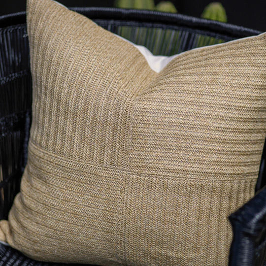 Raffia Squares Cushion in Natural