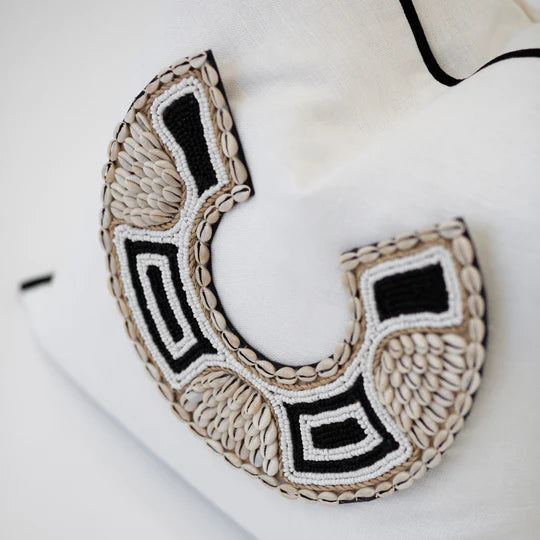 Shell African Bead Horseshoe Cushion