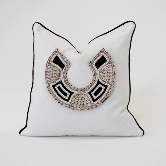 Shell African Bead Horseshoe Cushion