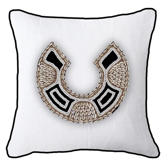 Shell African Bead Horseshoe Cushion