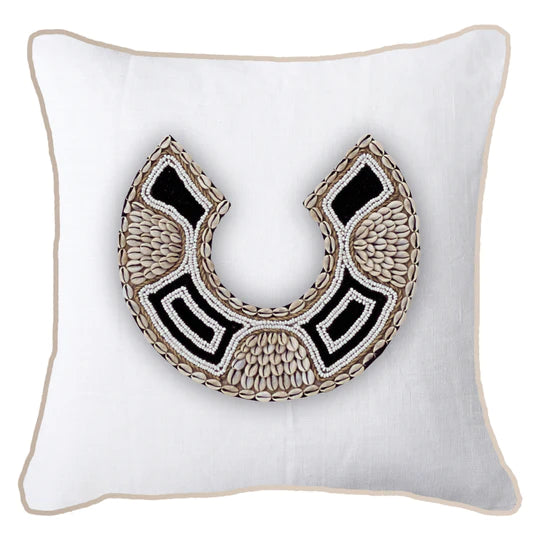 Shell African Bead Horseshoe Cushion