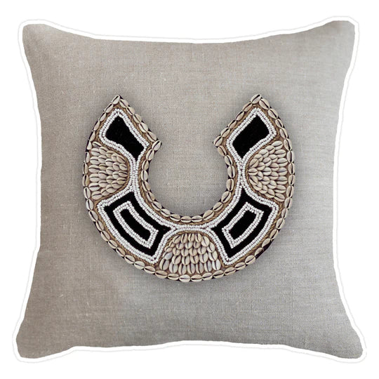 Shell African Bead Horseshoe Cushion