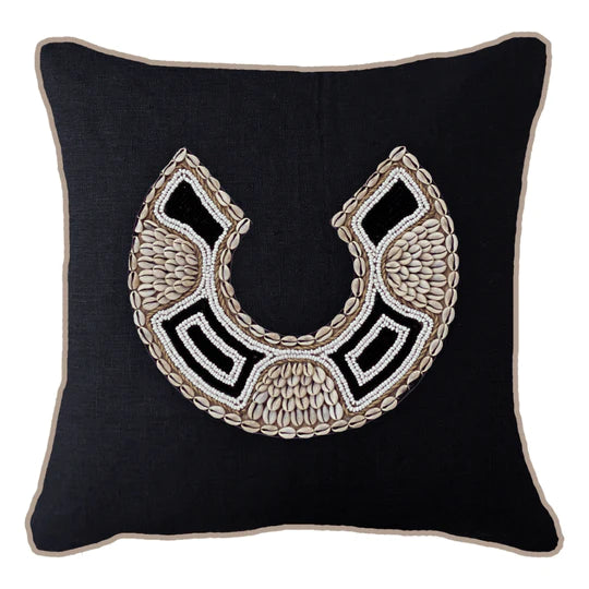 Shell African Bead Horseshoe Cushion