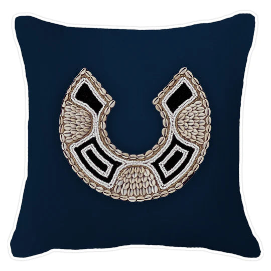 Shell African Bead Horseshoe Cushion