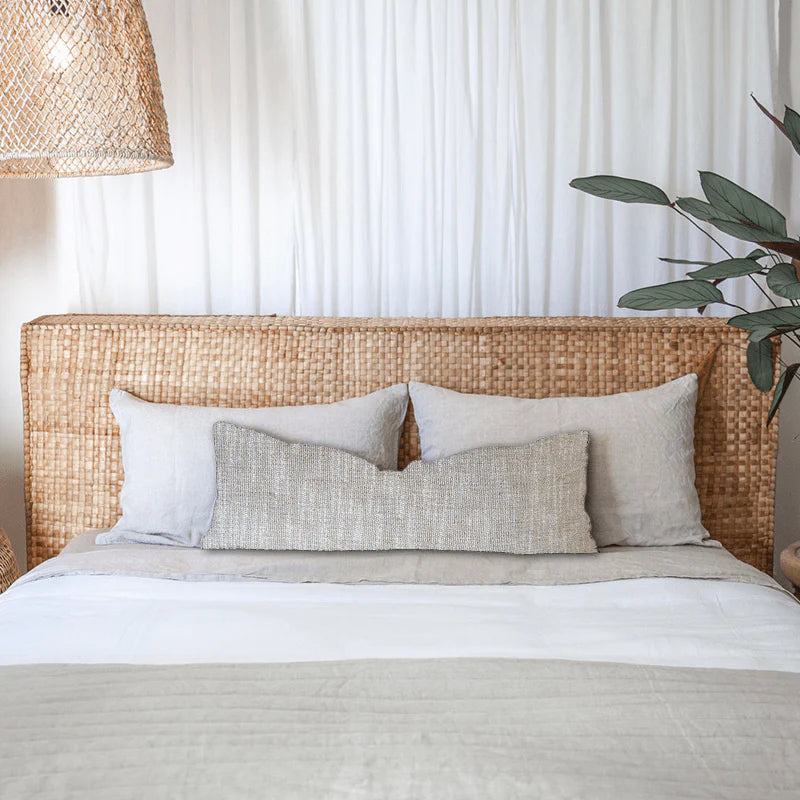 Weave Tweed Oxford Long Lumber Cushion in Natural