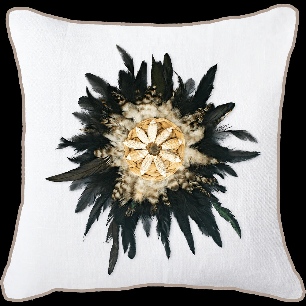 Feather Shell Juju Lounge Cushion in Black