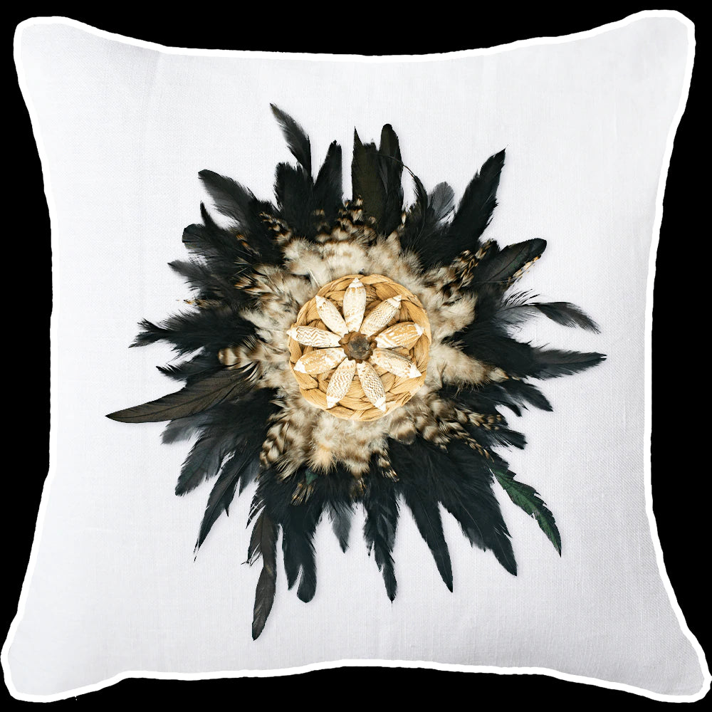 Feather Shell Juju Lounge Cushion in Black