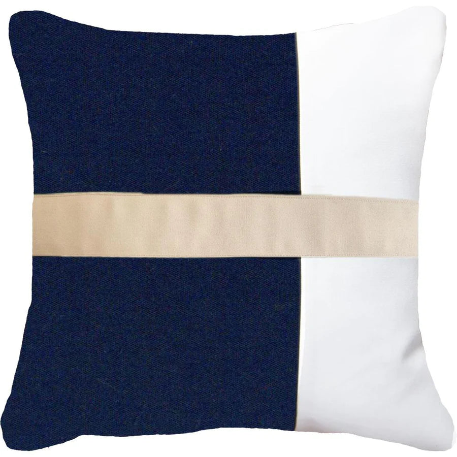Outdoor Nautical Heather Stripe Lounge Cushion 55 x 55cm in Navy