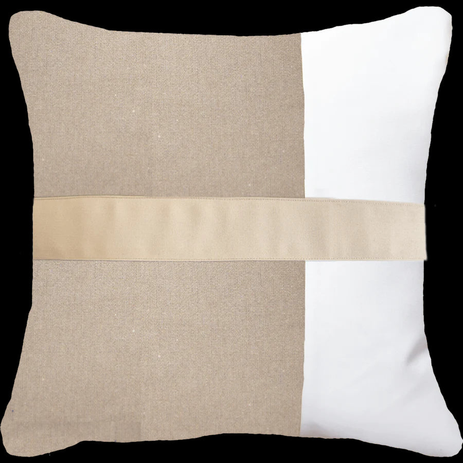 Outdoor Nautical Heather Stripe Lounge Cushion 55 x 55cm in Beige