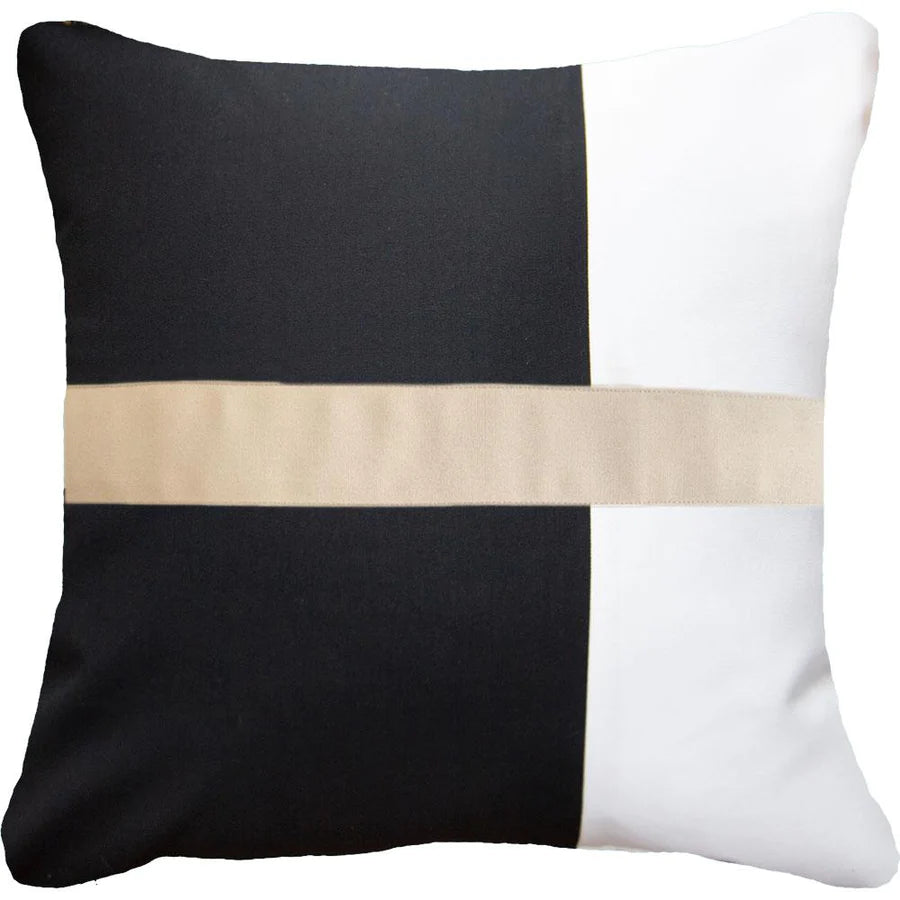 Outdoor Nautical Heather Stripe Lounge Cushion 55 x 55cm in Black