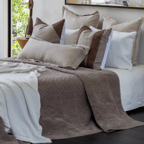 Velvet Embroidered Quilt in Titanium