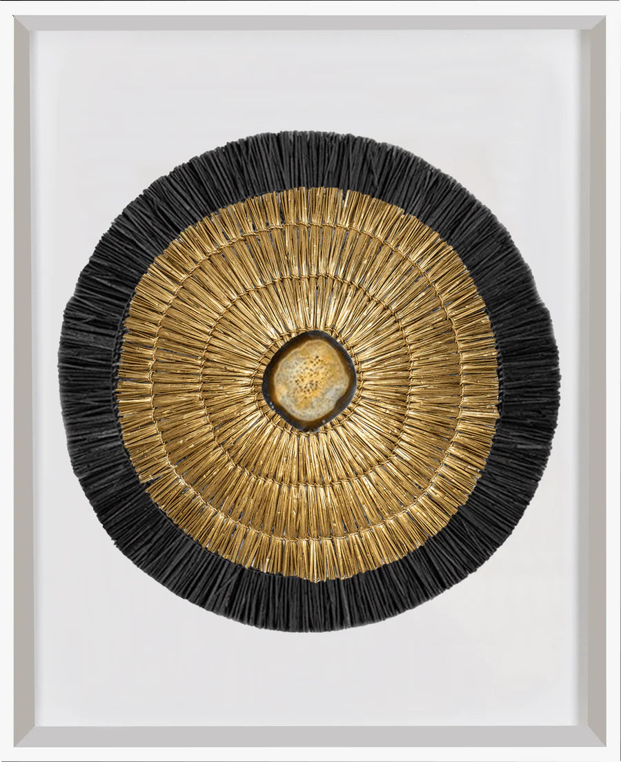 Agate Grass Mat Artwork - Gold & Black on White
