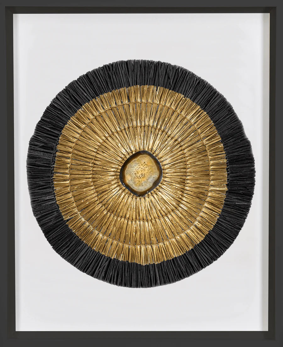 Agate Grass Mat Artwork - Gold & Black on White
