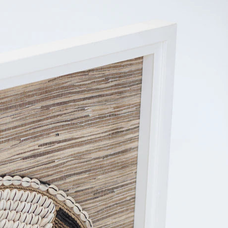 Shell African Bead Ring on Grass Weave Artwork