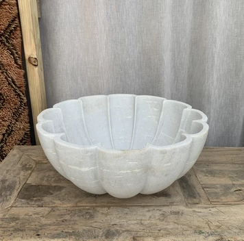 Petalled Marble Candle Holder