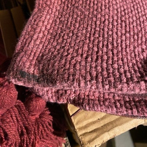 Basketweave Square Cushion in Crimson (Pair) - Warehouse Sale