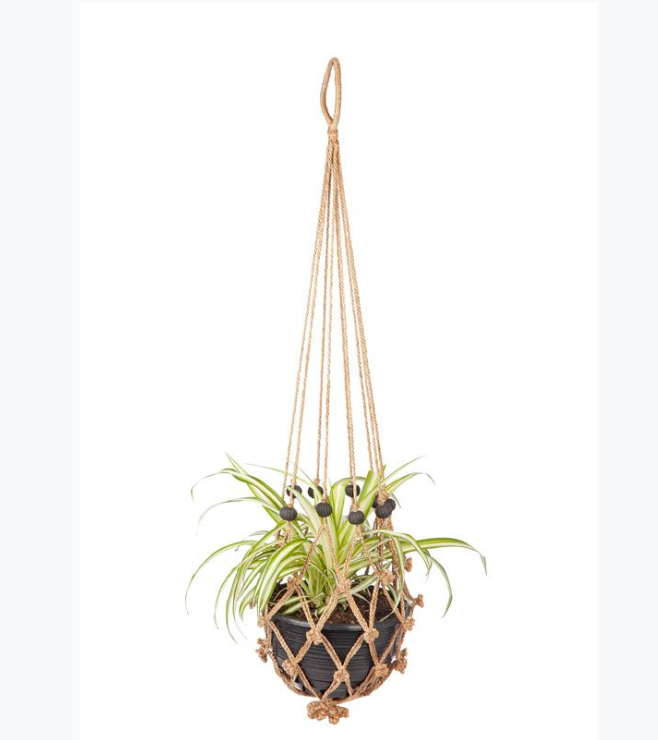 Suki Macrame Plant/Pot Holders with Black Beads (Set of 4)