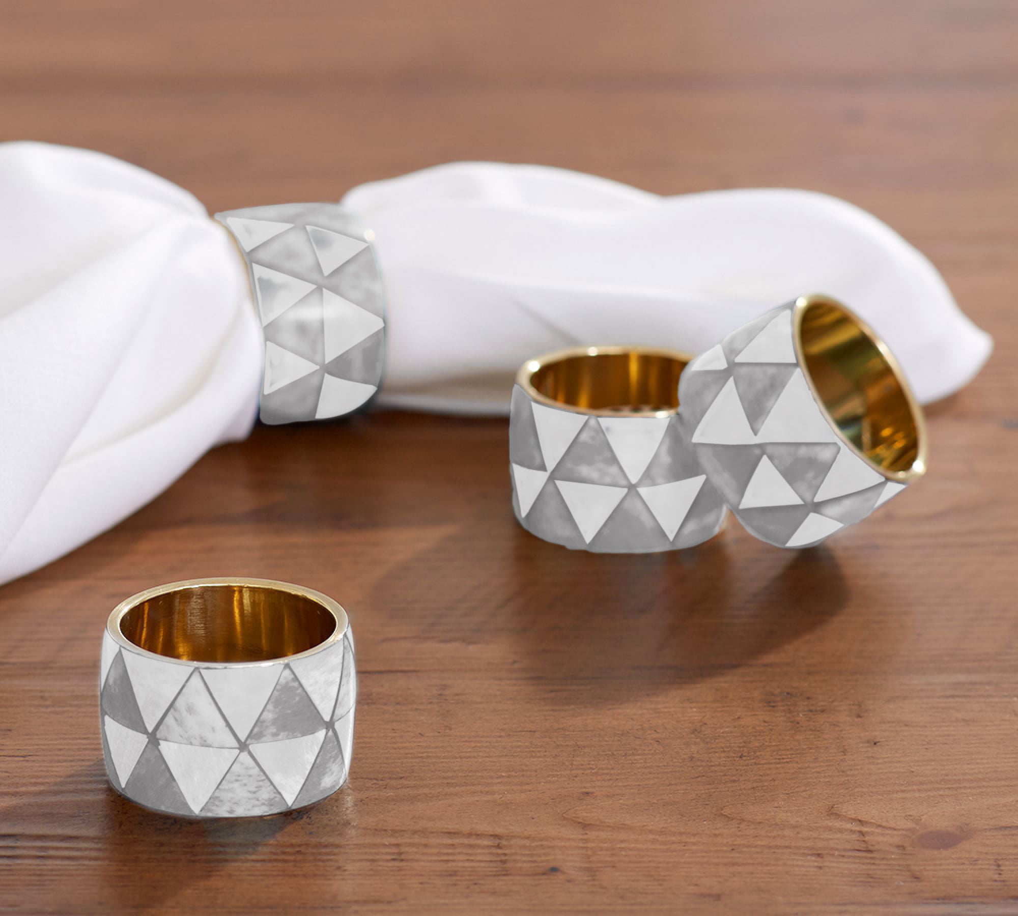 Bone Inlay Napkin Ring in White