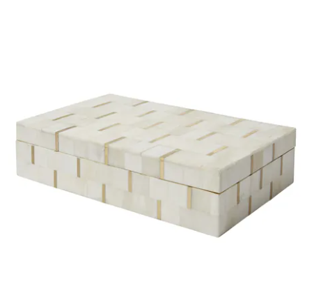 Brass Accent Bone Inlay Box
