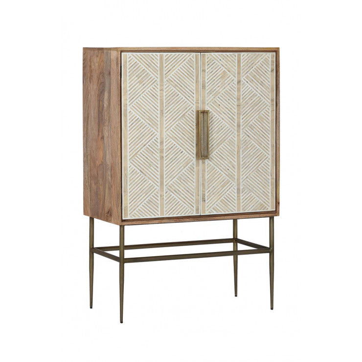 Bone Inlay Buffet with Iron Frame