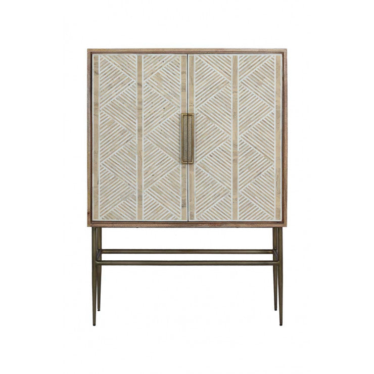Bone Inlay Buffet with Iron Frame
