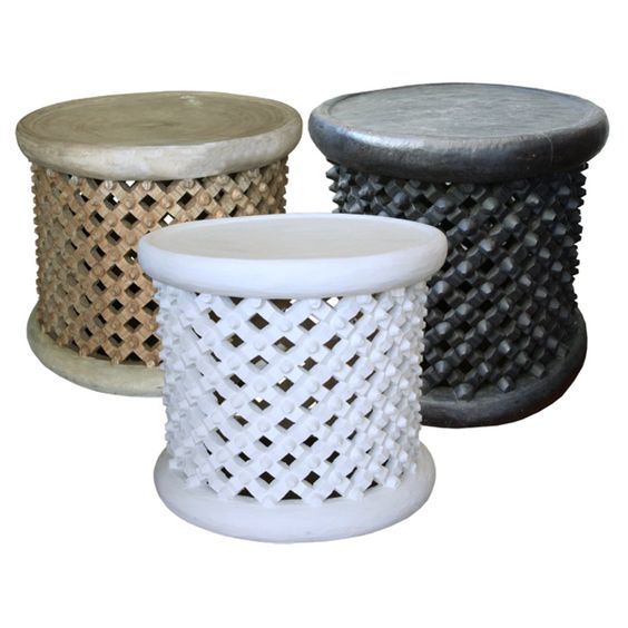 Bamileke Side Table in White