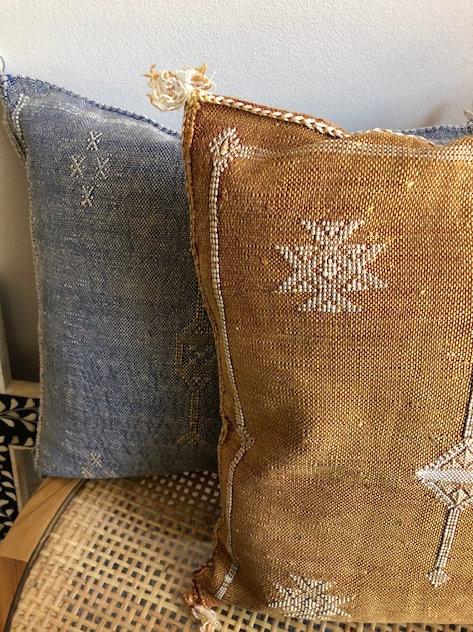 Genuine Moroccan Cactus Silk Pillow in Sandstone