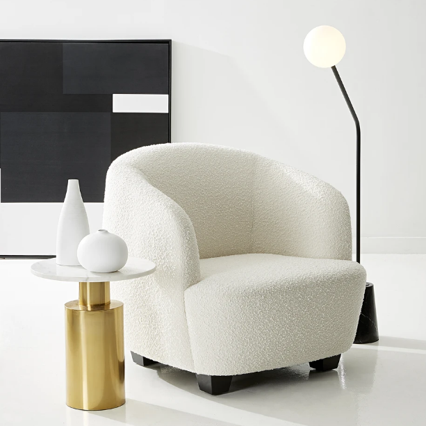 Jesse Curved Chair in Cream Boucle